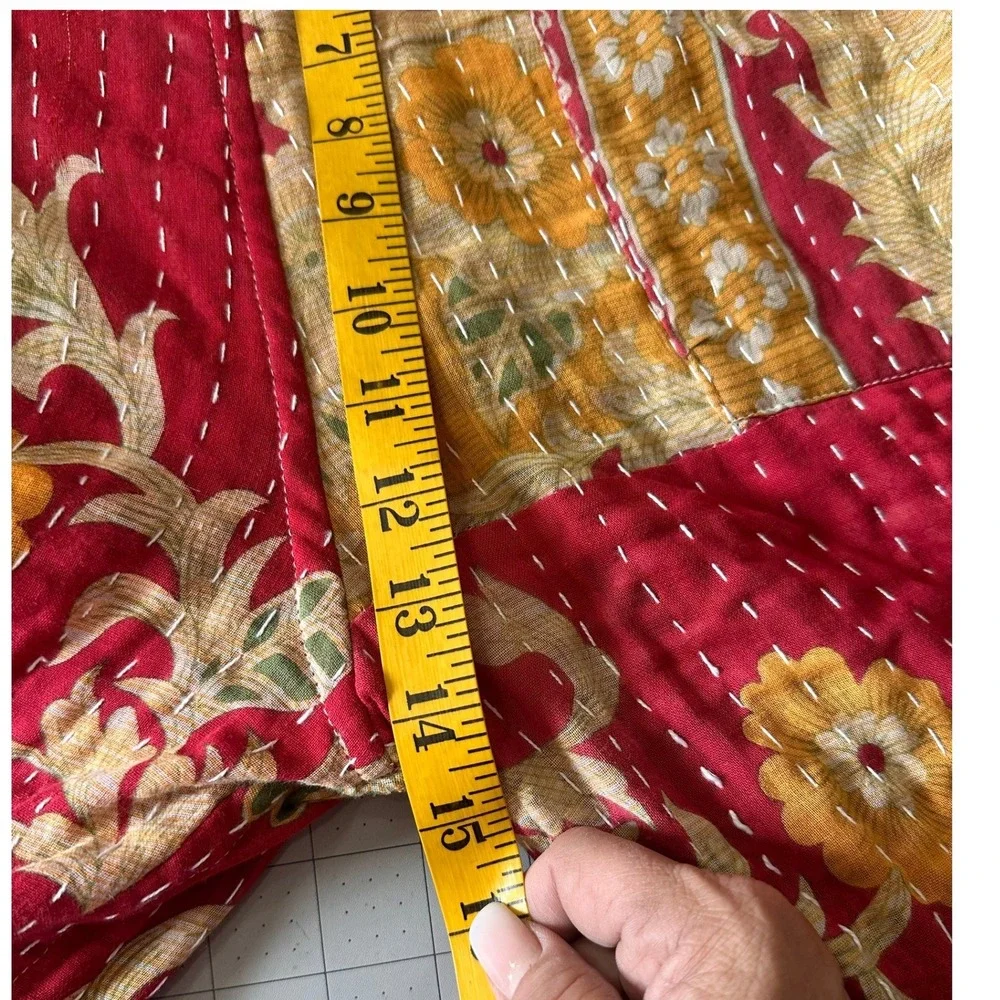 Kantha Karma NWOT Quilted Overalls Size L-XL Gold Floral Patchwork Handcrafted‎